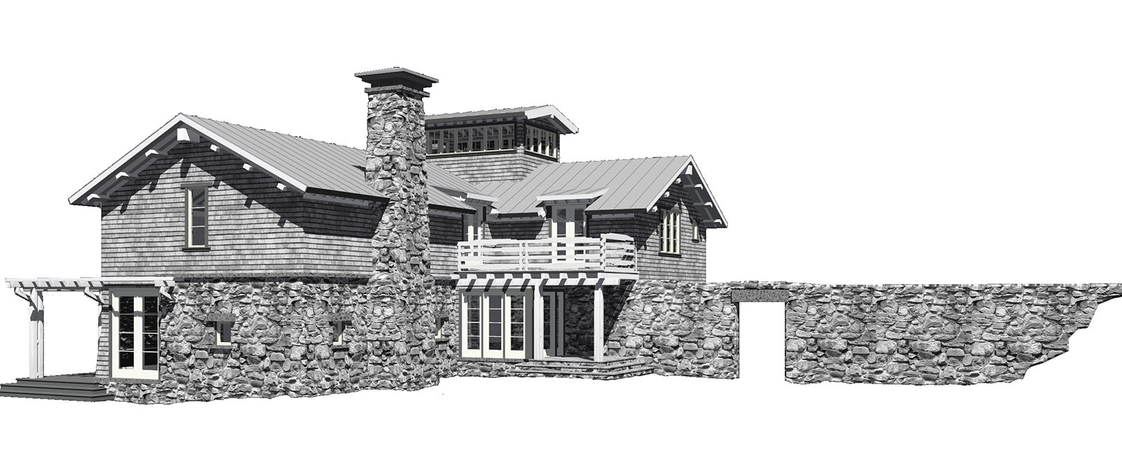 Knecht Model Entry Elevation Eroded Stone Wall