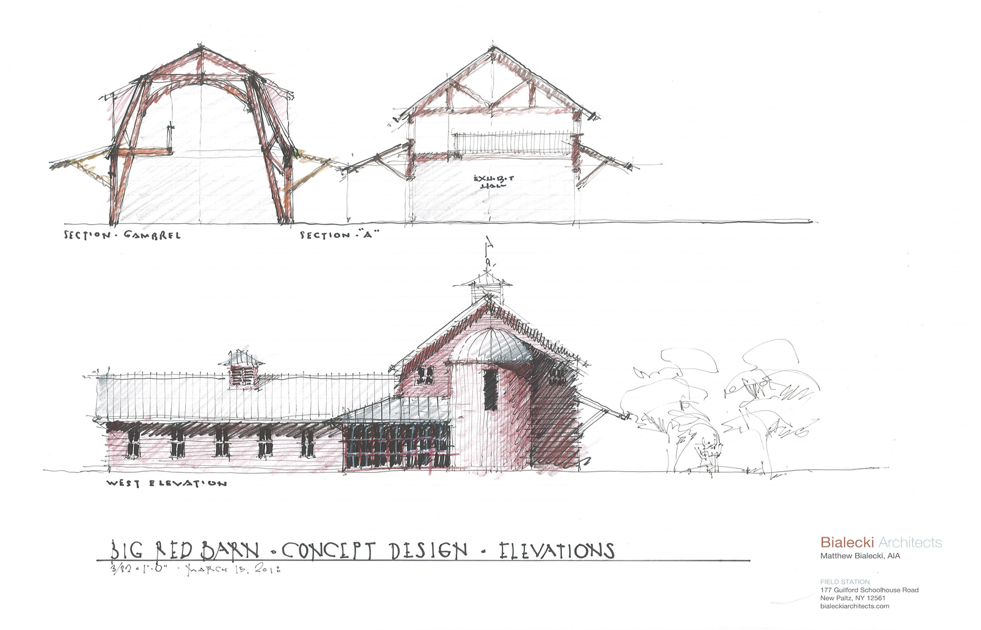 Big Red Barn - Concept Sketch - West Elevation
